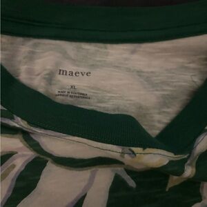 Maeve (Anthropologie) Dark Green Floral Tee XL New with Tags
